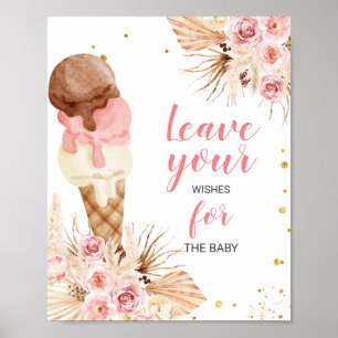 Boho ijs roomsluier wensen voor babyschild  poster
