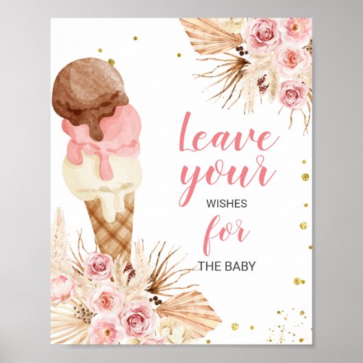 Boho ijs roomsluier wensen voor babyschild poster (Voorkant)