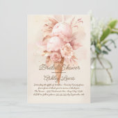 Boho ijs uitnodiging, blush ijs kaart (Staand voorkant)