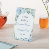 Boho IJsblauwe bloemeneucalyptus & gouden hoofdtaf Reclamebord Met Voetstuk (Insitu)