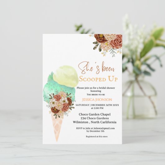 Boho ijsje vrijgezellenfeest ze is geschept kaart (Staand voorkant)