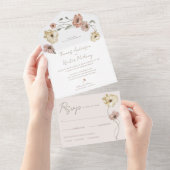 Boho IJslandse Waterverf IJsland Poppy Flowers All In One Uitnodiging (Afscheurbaar)