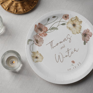 Boho IJslandse Waterverf IJsland Poppy Flowers Papieren Bordje