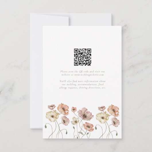Boho IJslandse Waterverf IJsland Poppy Flowers RSVP Kaartje (Achterkant)