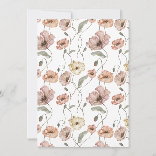 Boho IJslandse Waterverf IJsland Poppy Flowers Save The Date (Achterkant)