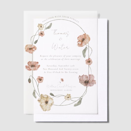 Boho IJslandse Waterverf IJsland Poppy Flowers Vellum Uitnodigingen (Offset)
