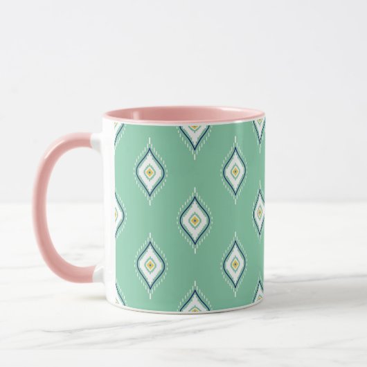 Boho Ikat Green Patroonkleurig Mok (Links)