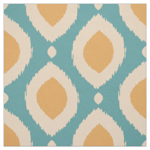 Boho Ikat print Aqua Yellow Tribal Girly Stof