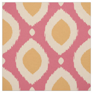 Boho Ikat print roze mosterd tribaal meisje Stof