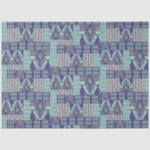 BOHO IKAT Rug Tribal Navy Blue Decoupage Tissuepapier