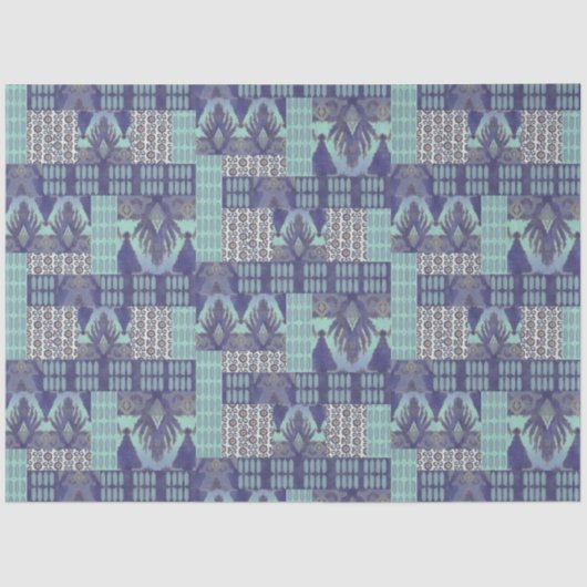 BOHO IKAT  Rug Tribal Navy Blue Decoupage Tissuepapier (Voorkant)