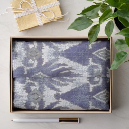 BOHO IKAT  Tribal Rustic Blue Decoupage Tissuepapier (Geschenk)