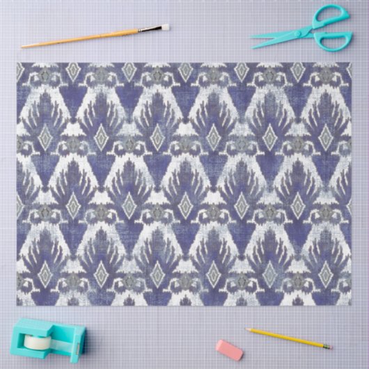 BOHO IKAT  Tribal Rustic Blue Decoupage Tissuepapier (Craft)