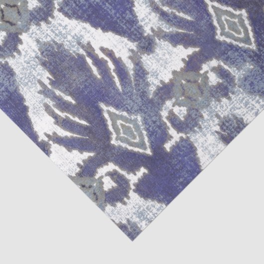 BOHO IKAT Tribal Rustic Blue Decoupage Tissuepapier (Detail)