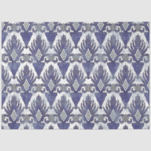 BOHO IKAT Tribal Rustic Blue Decoupage Tissuepapier