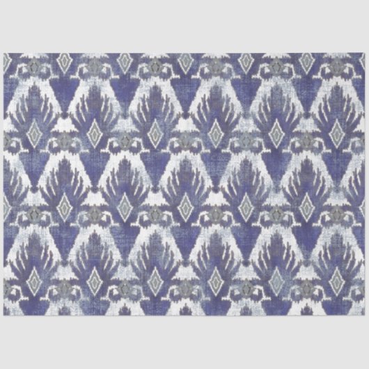 BOHO IKAT  Tribal Rustic Blue Decoupage Tissuepapier (Voorkant)