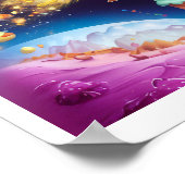 Boho Illustration Hippopotame in de EER Poster (Hoek)