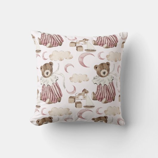 Boho in Neutrals: Baby-Beren in Pinks Nursery Kussen (Voorkant)