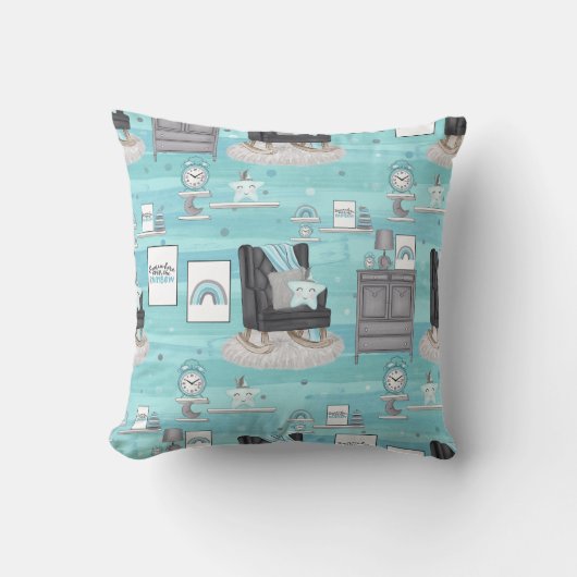 Boho in Neutrals met Blues en Grijzen Kussen (Voorkant)