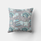 Boho in Neutrals met Blues en Grijzen Kwekerij Kussen (Achterkant)