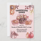 Boho in warme kleuren Thanksgiving Diner Kaart (Voorkant)