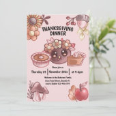 Boho in warme kleuren Thanksgiving Diner Kaart (Staand voorkant)