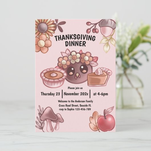 Boho in warme kleuren Thanksgiving Diner Kaart (Staand voorkant)