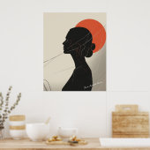Boho Inclusief Vrouwen Silhouet met Sunset Circle Poster (Keuken)