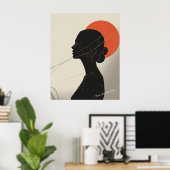 Boho Inclusief Vrouwen Silhouet met Sunset Circle Poster (Thuiskantoor)