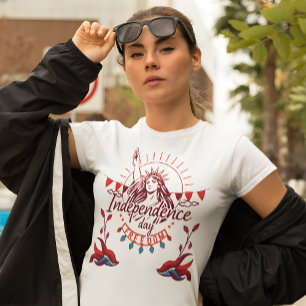 Boho Independence Day T-shirt voor vrouwen 4 juli