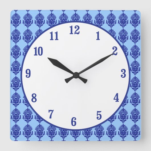 Boho India Block Print Vierkante Klok (Voorkant)
