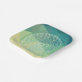 Boho india mandala bloem groen geel ontwerp papieren bordje (Gebogen)