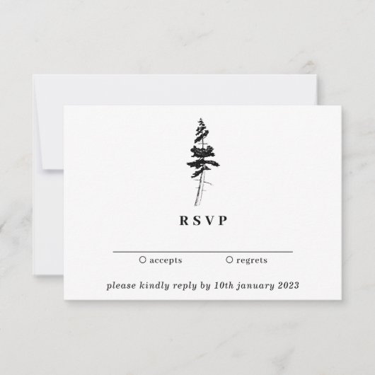 Boho Indie Rustic Forest Pine Tree RSVP Kaart (Voorkant)