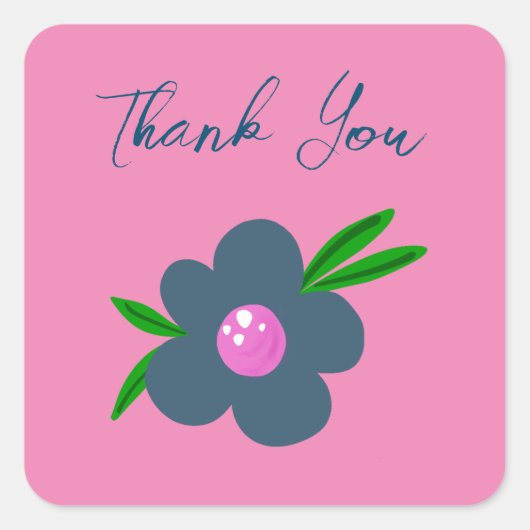 Boho Indigo Blue Flower | Sticker Square Party (Voorkant)