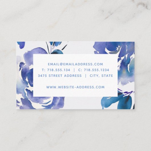 Boho Indigo Floral Visitekaartje (Achterkant)