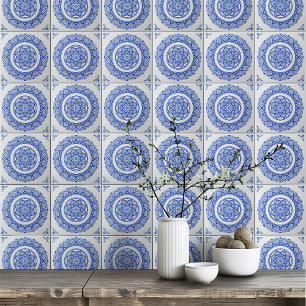 Boho Indigo Marine blauw Mandala bloem Tegeltje