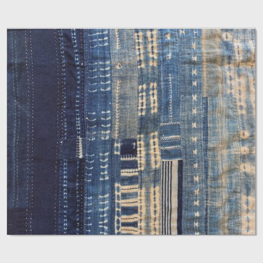 boho indigo mudcloth quilt cadeaupapier (Vlak)
