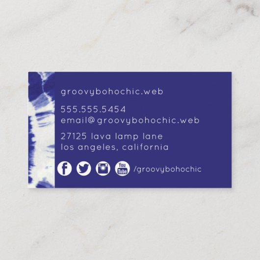 Boho Indigo Tie Dye Visitekaartje (Achterkant)
