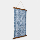 Boho Indigo Verdrietig Bloemen Perzisch Tapijt Hangend Wandkleed (Gebogen)