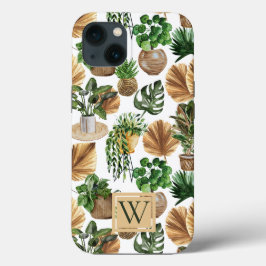 Boho Indoor Planten Waterverf Monogram Case-Mate iPhone Case