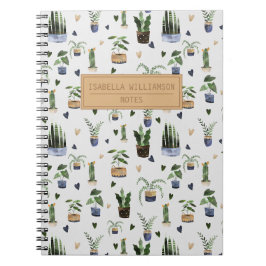 Boho ingemaakte plantpatroon gepersonaliseerd notitieboek