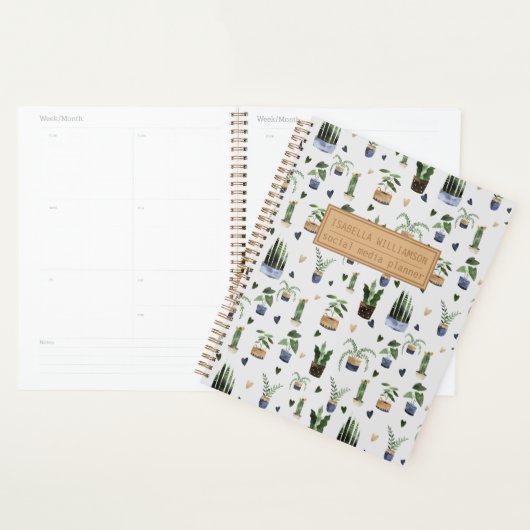 Boho ingemaakte plantpatroon gepersonaliseerd planner (Display)