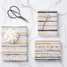 Boho inheemse etnische marine roestige terracotta inpakpapier vel