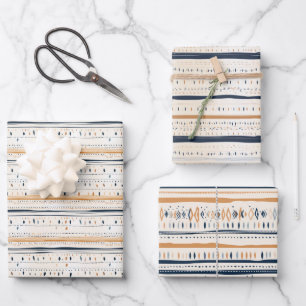 Boho inheemse etnische marine roestige terracotta  inpakpapier vel