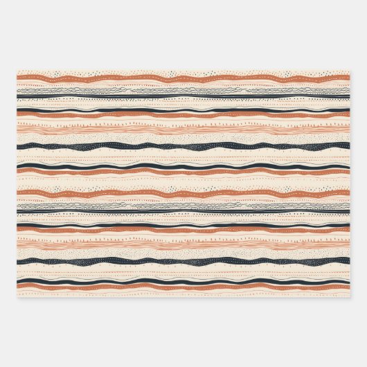 Boho inheemse etnische marine roestige terracotta inpakpapier vel (Voorkant 3)