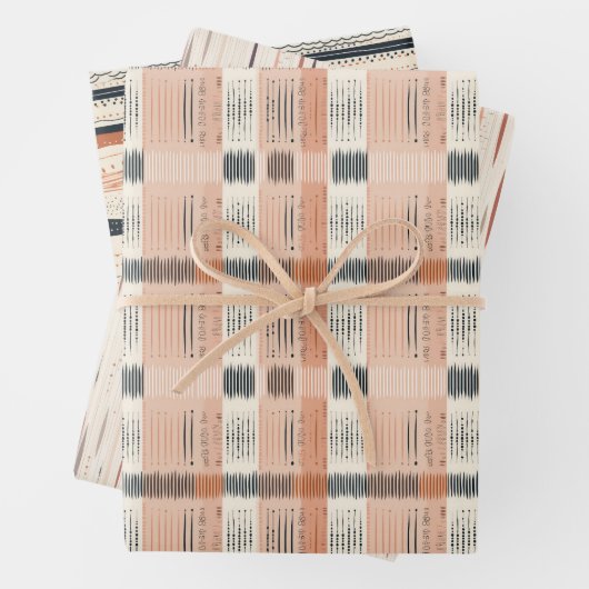 Boho inheemse etnische marine roestige terracotta inpakpapier vel (In situ)