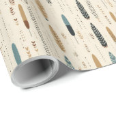 Boho inheemse marine terracotta bruine veren aards cadeaupapier (Rol Hoek)