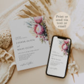 Boho inheemse Protea trouwkaart Kaart