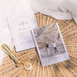 Boho Initialen Terracotta Arch & Foto Bruiloft Bedankkaart