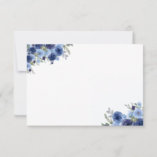 Boho-Inspired Navy Blooms – Wedding RSVP (Achterkant)